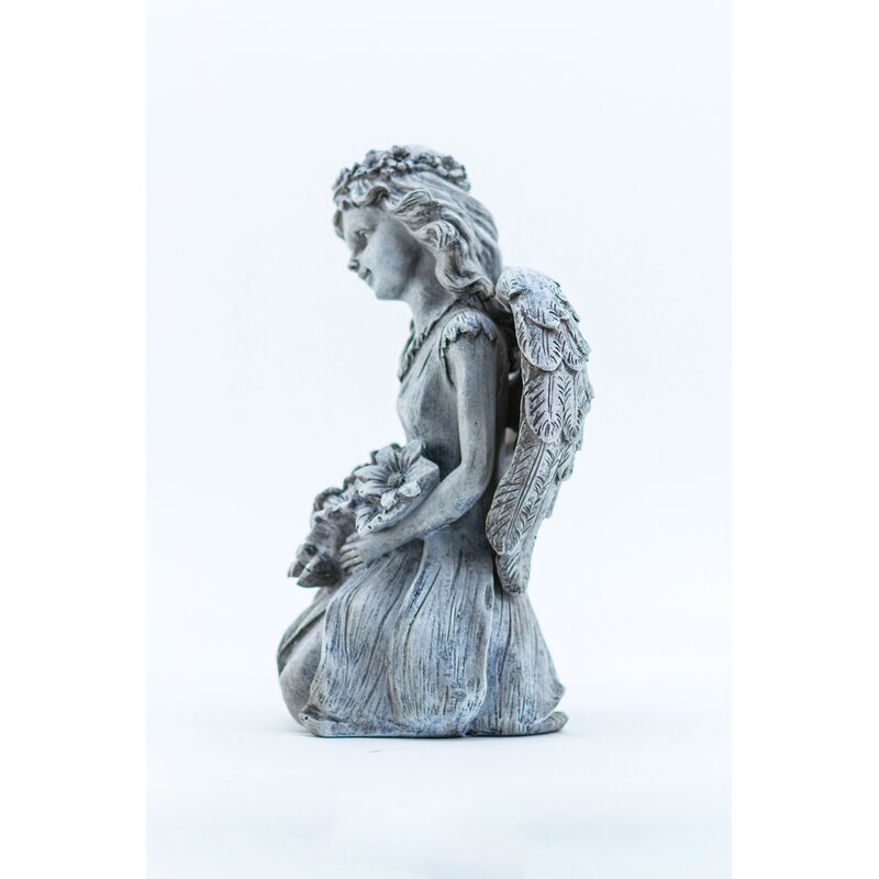 Hi-Line Gift Ltd. Angel Kneeling And Holding Flowers Statue & Reviews ...